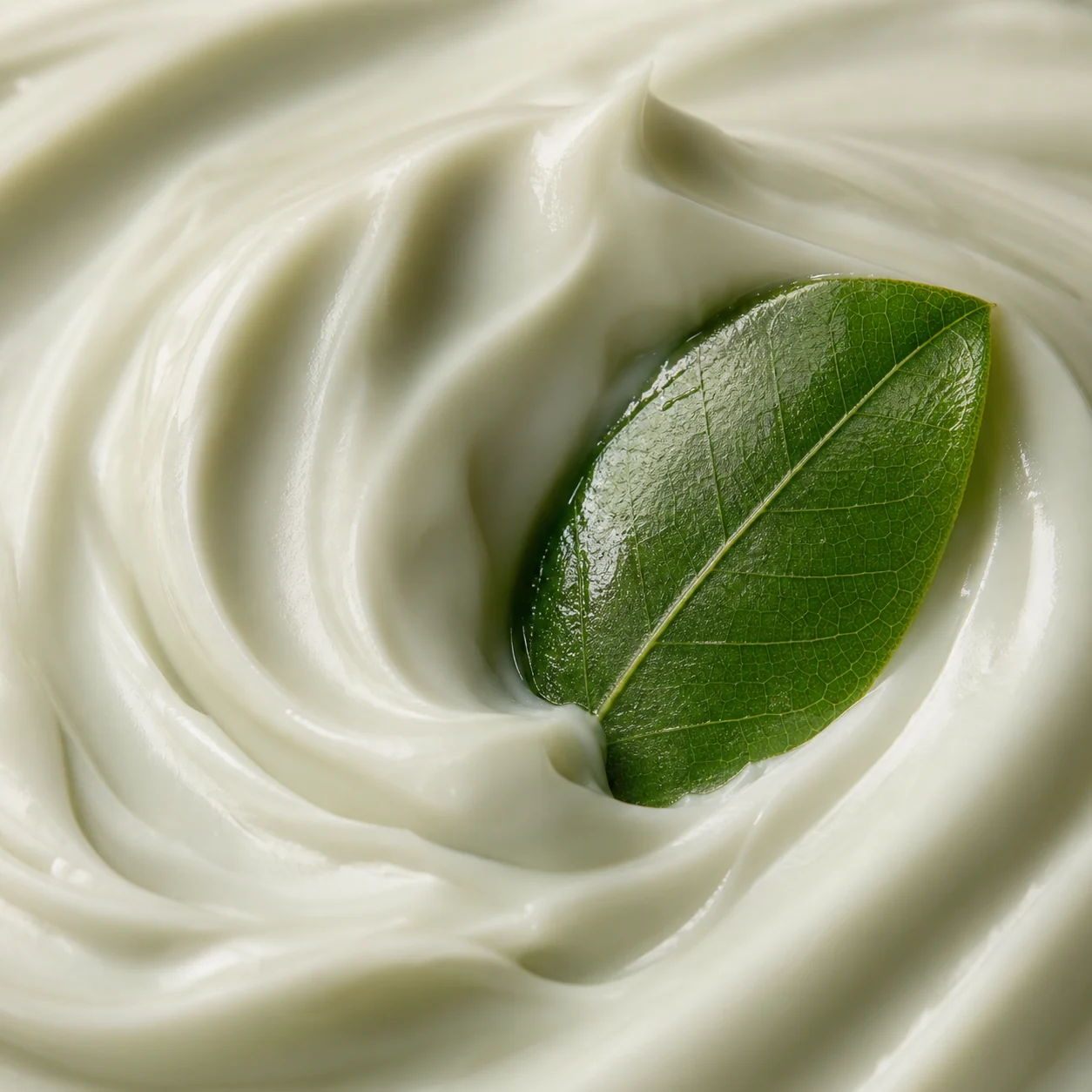 Close-up swatch of sage-cream moisturizer texture