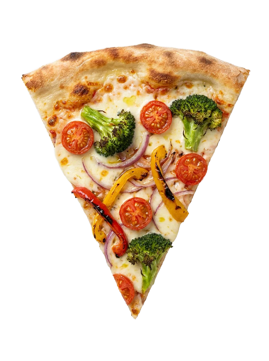 Veggie slice — mushrooms, peppers and broccolini